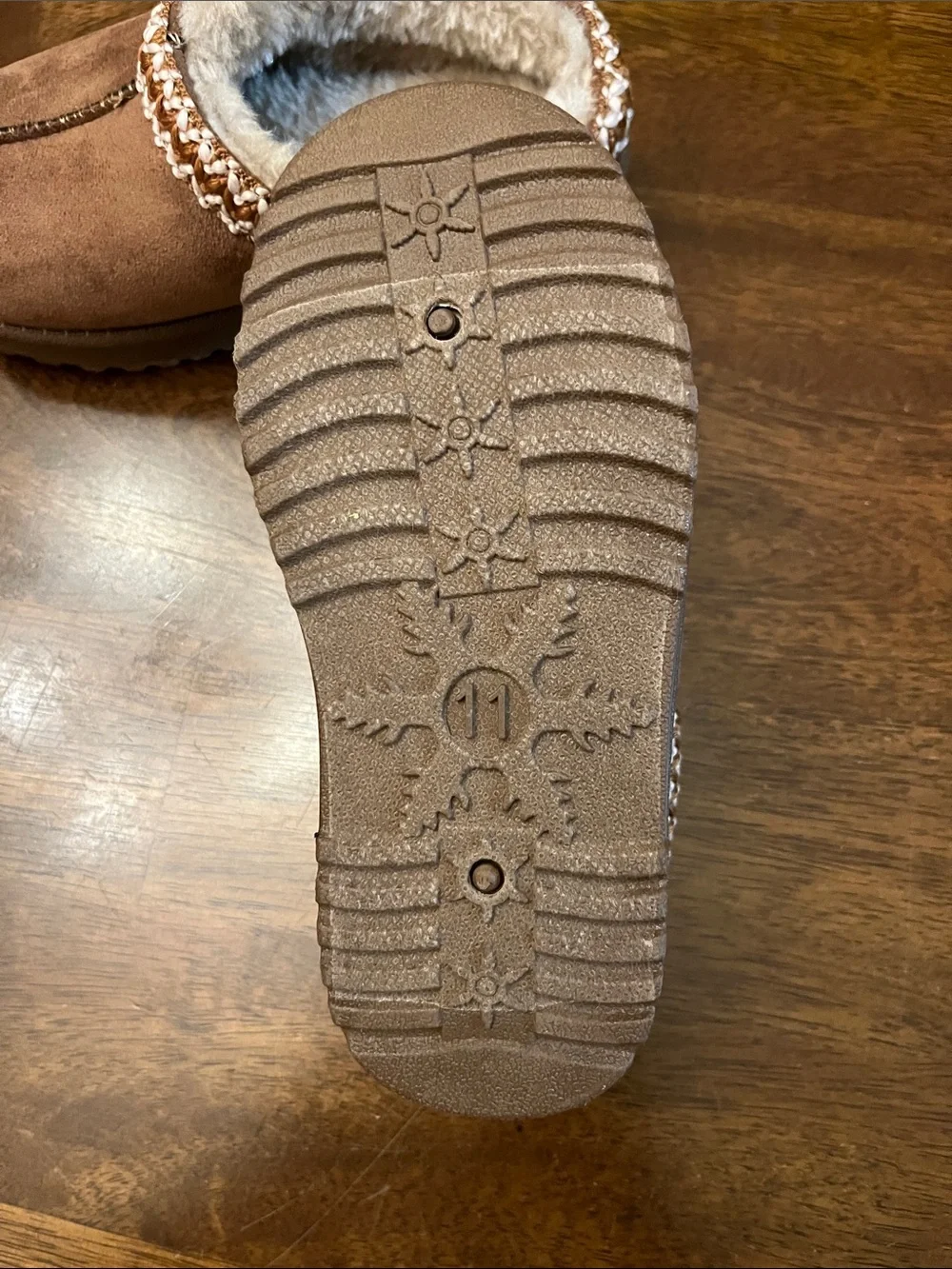 White Mountain Kids Brown Suede-Look Fleece Slip-On Slippers
